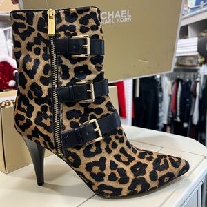 Michael Kors Black and Leopard Heeled Boots